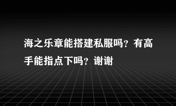 海之乐章能搭建私服吗？有高手能指点下吗？谢谢