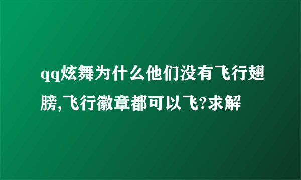 qq炫舞为什么他们没有飞行翅膀,飞行徽章都可以飞?求解