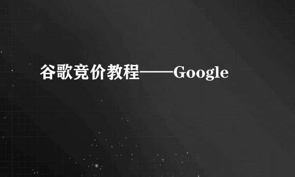谷歌竞价教程——Google