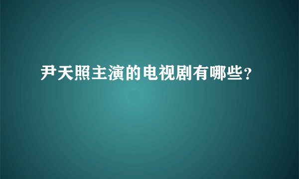 尹天照主演的电视剧有哪些？