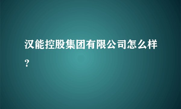 汉能控股集团有限公司怎么样？