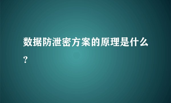 数据防泄密方案的原理是什么？