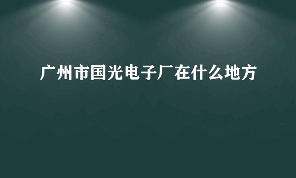 广州市国光电子厂在什么地方