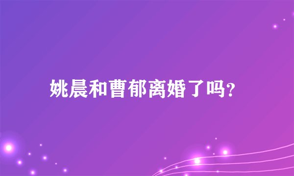 姚晨和曹郁离婚了吗？