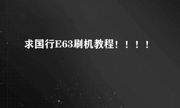 求国行E63刷机教程！！！！