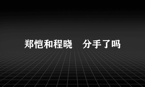 郑恺和程晓玥分手了吗