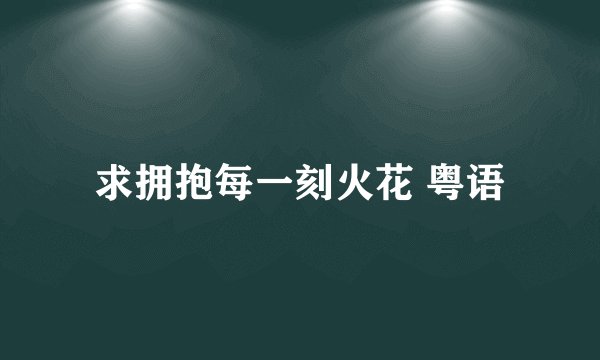 求拥抱每一刻火花 粤语