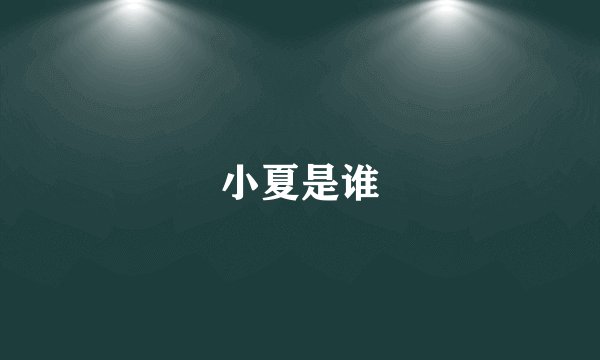 小夏是谁