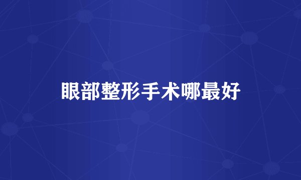 眼部整形手术哪最好