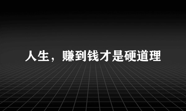 人生，赚到钱才是硬道理