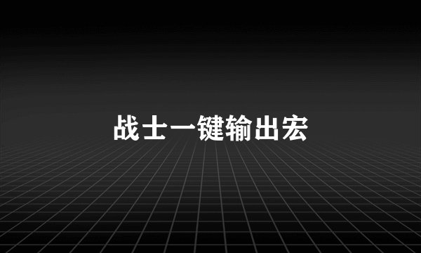 战士一键输出宏