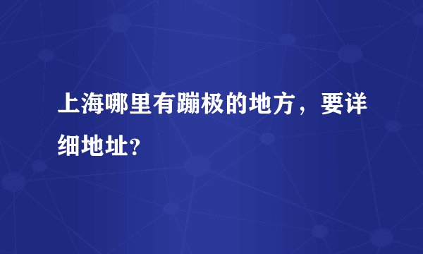 上海哪里有蹦极的地方，要详细地址？