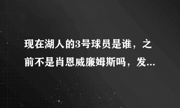现在湖人的3号球员是谁,之前不是肖恩威廉姆斯吗,发生了什么交易啊,还有我需要那个人的详细资料。