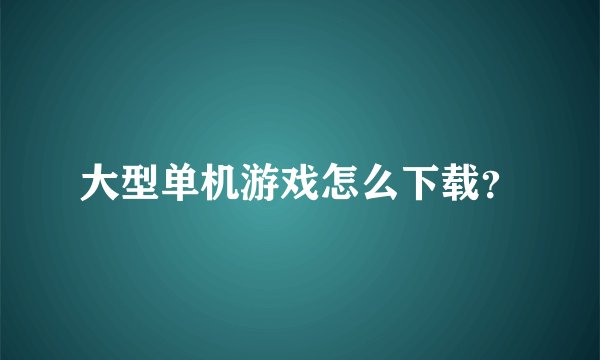 大型单机游戏怎么下载？