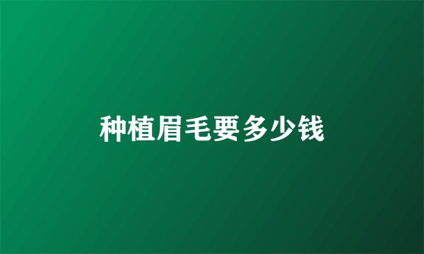 种植眉毛要多少钱