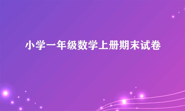 小学一年级数学上册期末试卷