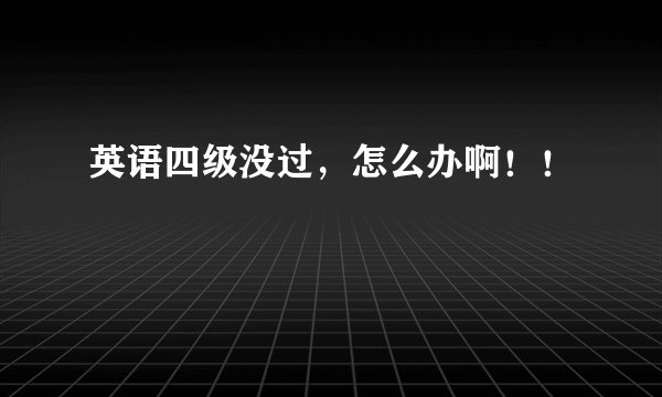 英语四级没过，怎么办啊！！