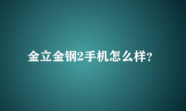 金立金钢2手机怎么样？