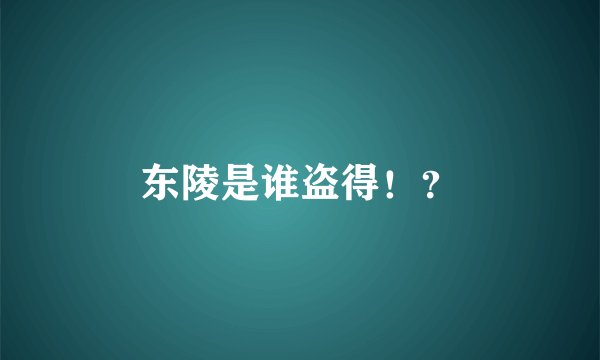 东陵是谁盗得！？