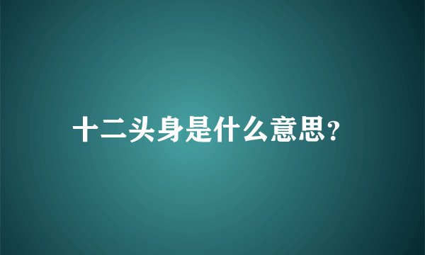 十二头身是什么意思?