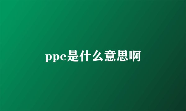 ppe是什么意思啊
