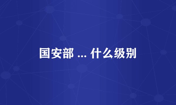 国安部 ... 什么级别