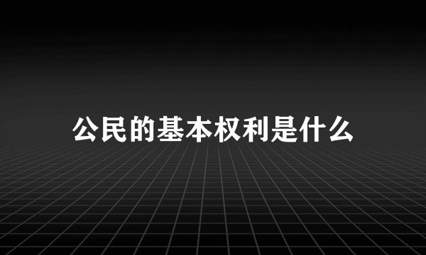 公民的基本权利是什么