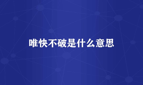 唯快不破是什么意思