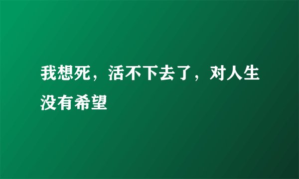 我想死，活不下去了，对人生没有希望