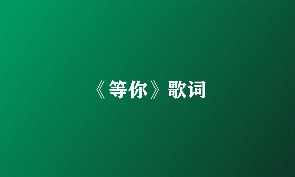 《等你》歌词