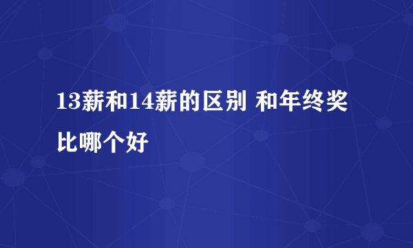 13薪和14薪的区别 和年终奖比哪个好