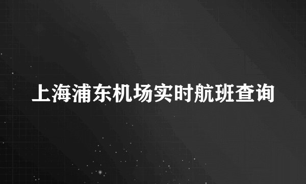 上海浦东机场实时航班查询