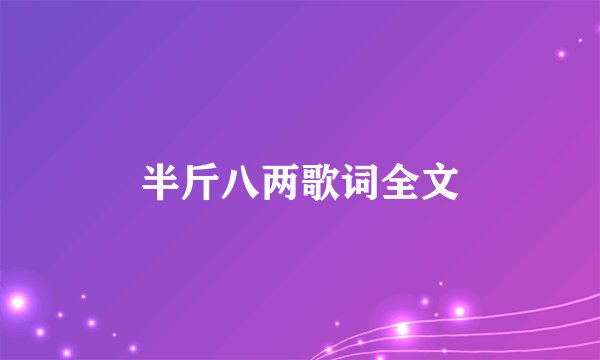 半斤八两歌词全文