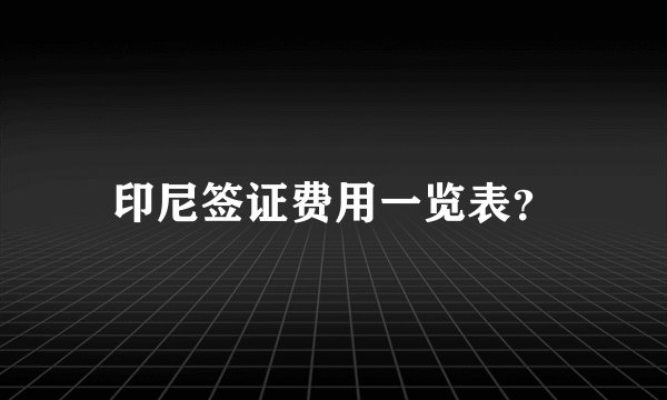 印尼签证费用一览表？