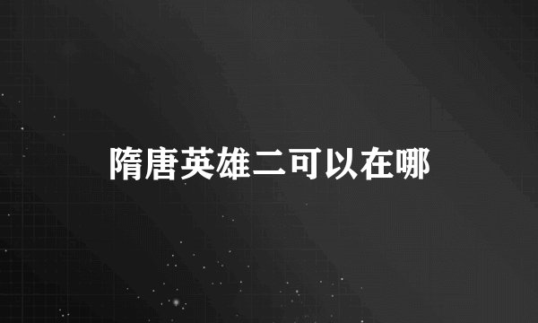 隋唐英雄二可以在哪