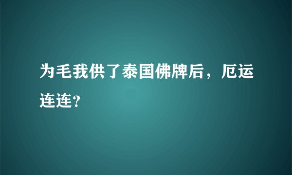 为毛我供了泰国佛牌后，厄运连连？
