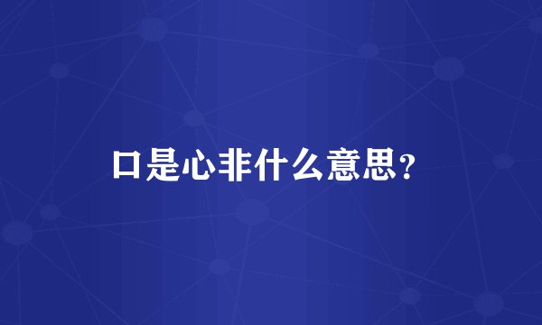 口是心非什么意思？