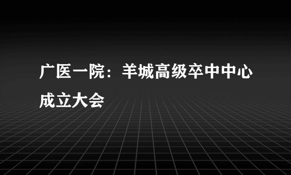 广医一院：羊城高级卒中中心成立大会