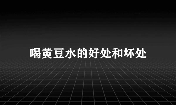 喝黄豆水的好处和坏处