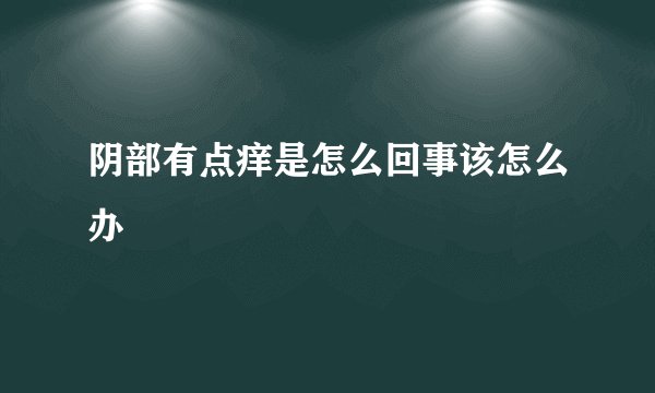阴部有点痒是怎么回事该怎么办