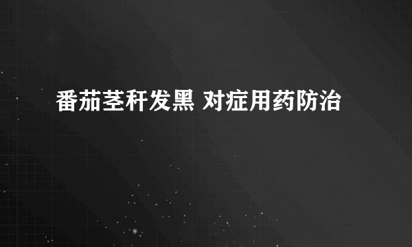 番茄茎秆发黑 对症用药防治