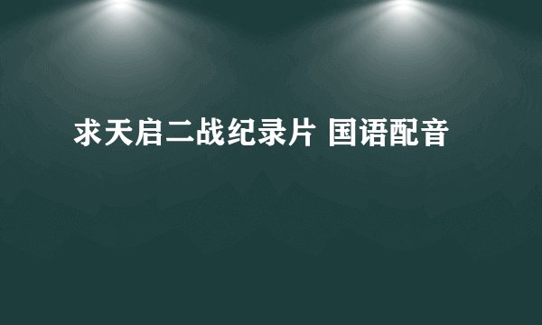 求天启二战纪录片 国语配音
