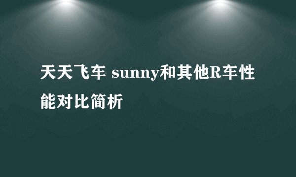 天天飞车 sunny和其他R车性能对比简析
