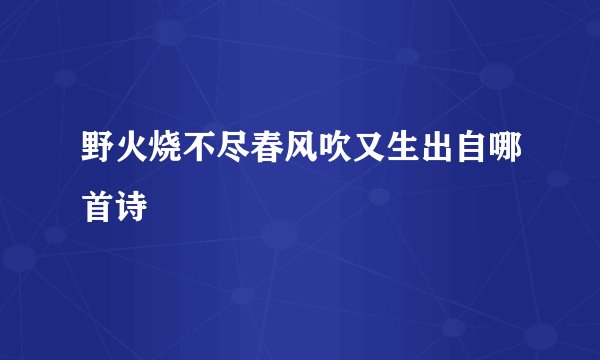 野火烧不尽春风吹又生出自哪首诗