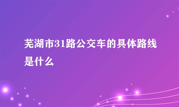 芜湖市31路公交车的具体路线是什么
