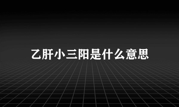 乙肝小三阳是什么意思
