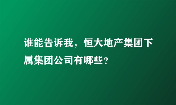 谁能告诉我,恒大地产集团下属集团公司有哪些?