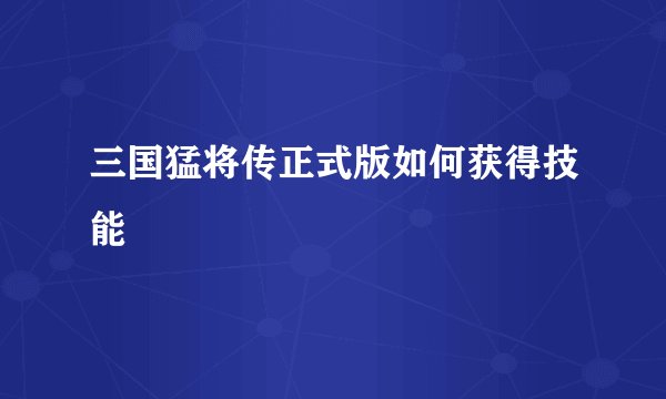 三国猛将传正式版如何获得技能
