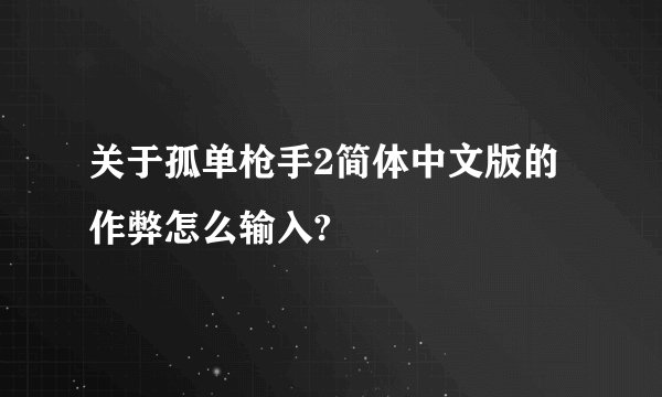 关于孤单枪手2简体中文版的作弊怎么输入?