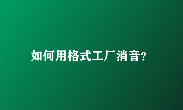 如何用格式工厂消音？